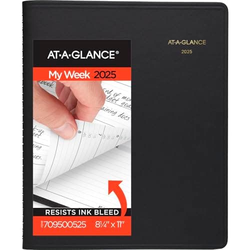 AT-A-GLANCE 2025 Appointment Book Planner, Weekly, 8-1/4" x 11", Large, Black (709500525)