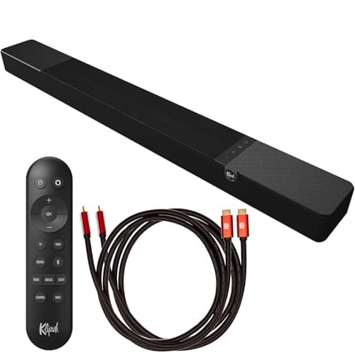 Klipsch Flexus CORE 200 3.1.2 Channel Powered by Onkyo Bluetooth Sound Bar with Dolby Atmos and Custom Tuned Bass Black Bundle with 2X Deco Gear 6' 4K HDMI 2.0 Cables