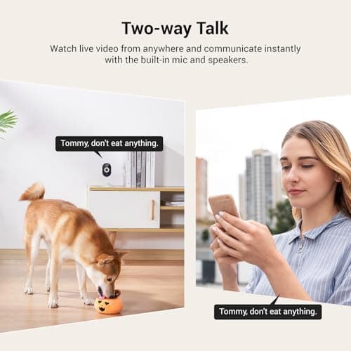 PyreQuad Indoor Surveillance Home Security Camera, 2-Way Audio, Night Vision, Smart AI Human Detection, App Control, Cloud Storage (Sold Separately), Dual-Band 2.4G/ 5G Wi-Fi 5