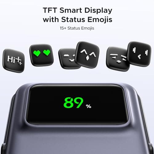 UGREEN Uno 10000mAh Magnetic Portable Charger, Qi 7.5W Wireless Power Bank, PD 20W USB C Battery Pack with Foldable Stand and TFT Display MagSafe Compatible iPhone 17/16 /15/14/13/12 Series, Black 5