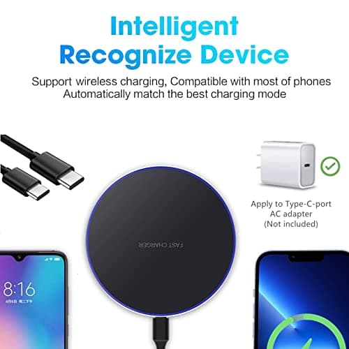 20W Fast Wireless Charger Pad,Wireless Phone Charging Station Compatible with iPhone 17 Pro/16/15/14/13/12/11/SE/X/AirPods,15W Fast Charge for Samsung Galaxy S25/S24/S23/S22/S21/Note/Buds,Pixel 5
