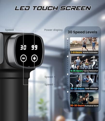 CAMEFER Deep Tissue Massage Gun, Portable Percussion Muscle Massager with 30 Speeds & 6 Attachments, Handheld Electric Back & Neck Massager for Pain Relief 2