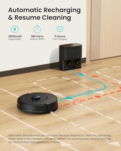 PSUK W11 Robot Vacuum and Mop with Self-Emptying, 60-Day Capacity，LiDAR Navigation, Home Mapping, 3000Pa Suction，No-Go Zones, Robotic Vacuum Cleaner for Pet Hair， Hard Floors, Carpets (Large) 9