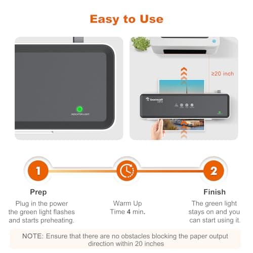 Bonsaii Laminator Machine with 5 Laminating Sheets, 9 Inch Thermal Laminating Machine for Doc/Posters/Photos, Compact Laminator for Home Office School, L421-Grey 5