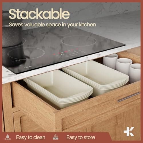 Nonstick Loaf Pan Set Pack of 4, Carbon Steel 11" Large Baking Bread Pan, Oven Safe Up to 450°F, PFOA, PFOS, PTFE Free, Space Saving Stackable Design, Stain Resistant, Dishwasher Friendly,White Marble 7