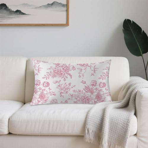 Satin Pillowcase 1 Pack - Pink Flowers Peonies Roses Silky Pillow Cover for Hair and Skin,Standard Size 20x26 Inch Soft Cooling Printed Floral Pillow Cases with Hidden Zipper,Gifts for Women Men 7