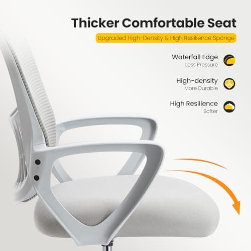 Sweetcrispy Home Office Drafting Chair - Ergonomic High Stool Computer with Adjustable Height and Comfy Lumbar Support, Tall Rolling Task for Standing Desk with Fixed Arm and Footrest, Grey 5