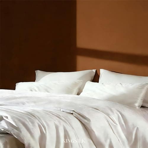 KING SILK 100% Mulberry Silk Filled Comforter for All Seasons with Natural Coolness White Colour Cloud-Like, Luxury, Ultra Soft, Breathable, Naturally Body-Hugging (1500g of Silk, 91"x87")