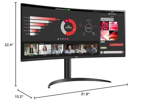 LG 34WR55QC-B 34" Curved UltraWide WQHD HDR 10 100Hz Monitor with USB Type-C, 3440x1440 Curved Display, 100Hz Refresh Rate, AMD FreeSync, Borderless Design 10