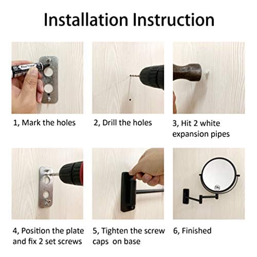 LANSI Wall Mounted Magnifying Makeup Mirror with 1X 10X Magnification and Extendable Arm, 8 Inch Double Sided Vanity Mirror for Bathroom, Wall Mirror for Teen Girls, Women, Matte Black 6