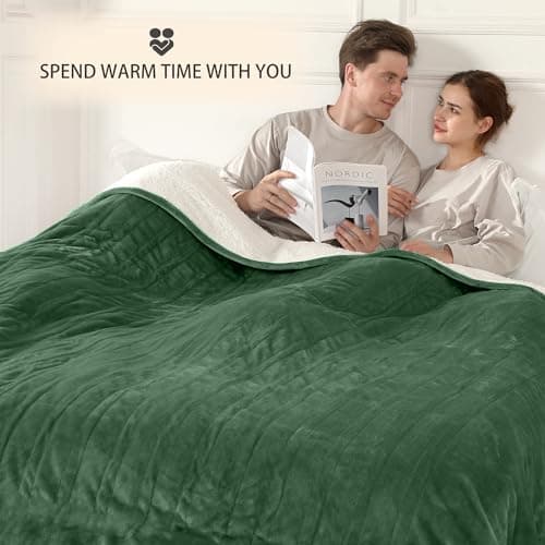 ESTINGO Heated Blanket Queen, 84"x90" Electric Blanket Queen Size Dual Control with 5 Heating Levels & 10 Hours Auto Off, Queen Size Heating Blanket with ETL Certified, Hunter Green 5