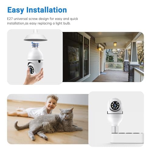WESECUU Light Bulb Security Camera 5G WiFi Light Socket Security Cameras Wireless Outdoor 2K Light Bulb Camera AI Motion Detection Bulb Camera,Two-Way Audio Cameras for Home Security Outside 6
