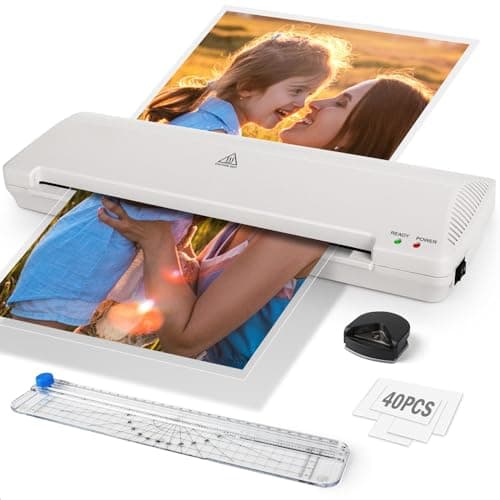 Laminator 13 Inch A3 Laminator Machine, 7 in 1 Desktop Thermal Laminator Never Jam with 40 Laminating Pouches, Paper Trimmer and Corner Rounder, Fast Warm-Up Home Office School Use, White