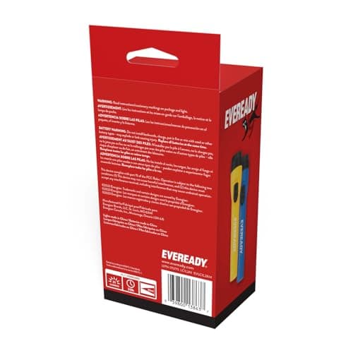 EVEREADY LED Flashlights (4-Pack), Bright Flashlights for Emergencies and Camping Gear, Flash Light with AA Batteries Included, Blue/Yellow (4-Pack) 9