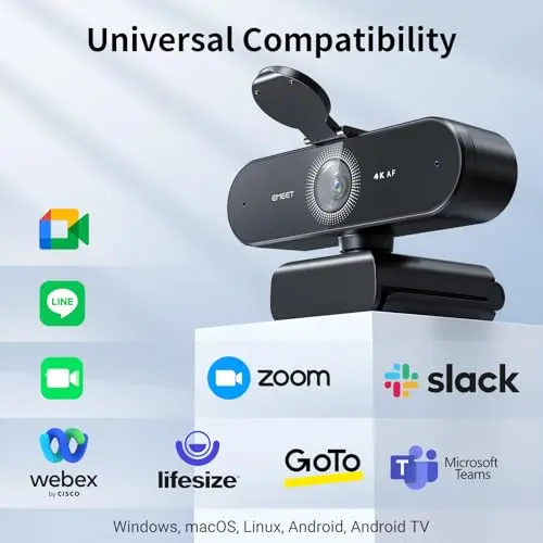 EMEET NOVA 4K Webcam for PC - Ultra 4K HD, PDAF Autofocus, Dual Omnidirectional Mics, 73° FOV, Auto Light Correction, USB-A, Privacy Cover, Ideal for High-End Business Meetings&Live Streaming 9