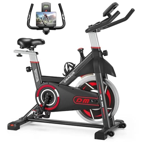 DMASUN Exercise Bike, Indoor Cycling Bike Stationary, Cycle Bike with Comfortable Seat Cushion, Digital Display with Pulse 8