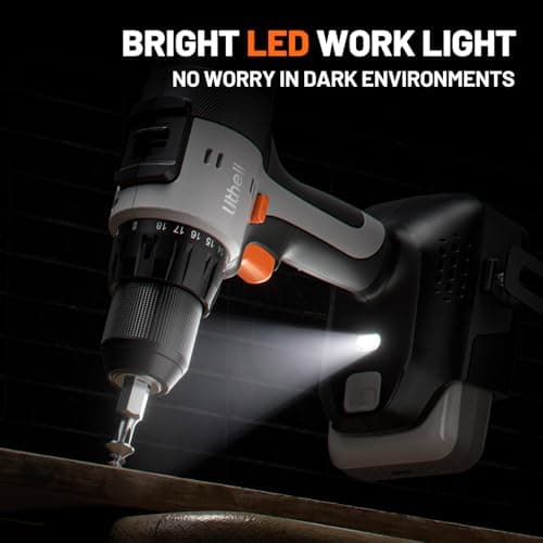 Litheli 20V Cordless Drill Driver, Electric Power Drill with 2 Variable Speed Settings, 1/2 Inch Keyless Chuck, 21+1 Clutch Settings with Maximum Torque of 443 In-lbs (Charger not Included) 5