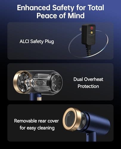 Hair Dryers for Women, CONFU Hair Dryer with Diffuser, Blow Dryers for Men, Hairdryer with Diffuser Attachment, Portable Lightweight Fast Drying Negative Ion Hairdryer for Home 6