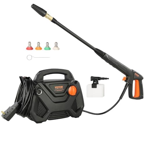 VEVOR Electric Pressure Washer, 2150-PSI 1.85-GPM, Foam Cannon High-Pressure with 5 Different Nozzle, 20ft Hose/35ft Cord Lightweight Washer, Portable Cleans Cars/Fences/Patios/Furniture/Floor/Window 12