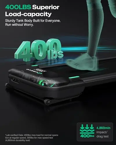 UREVO Auto Incline Walking Pad with AI App, Brushless Quiet Motorized Treadmill for Apartments, 9% Power Incline Standing Desk Treadmill, 12-Point Shock Absorption & Immersive Hiking 7