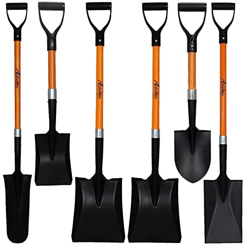 Ashman Assorted Shovels (6 Pcs), 41-Inches Large Handle Digging Shovel; Transfer Shovel; Trenching Spade Shovel; Drainage Spade Shovel; and 27-Inches Short Handle Digging Shovel; and Transfer Shovel. 9