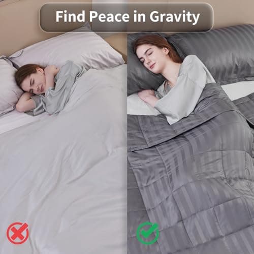 Wellfeel Weighted Blanket for Adult,15lbs Heavy Weighted Blanket 48"x72" Breathable Cooling Summer Blankets, Ultra Soft Cotton Comfort Throw Blanket with Glass Beads for All-Season (Dark Grey) 5
