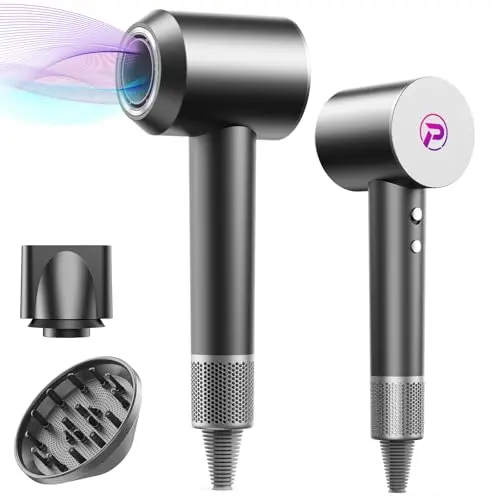 Hair Dryer - 110,000 RPM Professional Hair Dryer with Diffuser, Ionic Blow Dryer, 8 Wind Modes, Magnetic Nozzles, Fast Drying for All Hair Types - Ideal Christmas Gift for Women