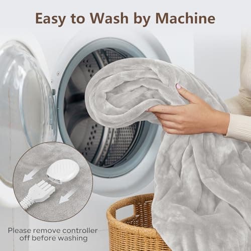 PROALLER Electric Heated Blanket Queen Size with 6 Levels & 8h Auto Off, Ultra Soft Flannel Full Body Heating Blanket, Machine Washable, Warm Gray, 84" x 90" 5