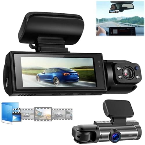 Ergery Dash Cam Front and Rear for Cars, 1080p Full HD Car Camera with Night Vision, 24h Parking Monitor, Loop Recording, Motion Detection, Wide Angle Driving Recorder, Car Accessories for Safety