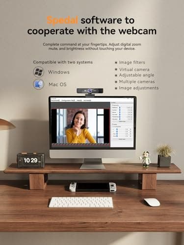 Spedal 4K Webcam with Tripod, Wide Angle 120° USB Webcam, Sony 1/2.8" Sensor, Dual Microphones, Remote Control, Auto Focus for Video Conferencing, Online Meetings, Streaming, Zoom & Teams 7