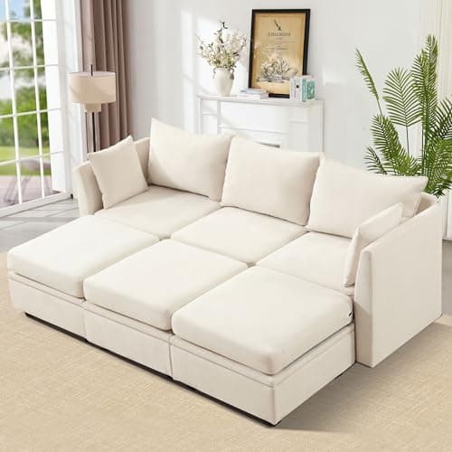 BOSMILLER Modular Sectional Sofa with Storage Seats U Shaped Sectional Couch with High Supportive Soft Sponges Sleeper Sectional Sofa Bed Set for Living Room