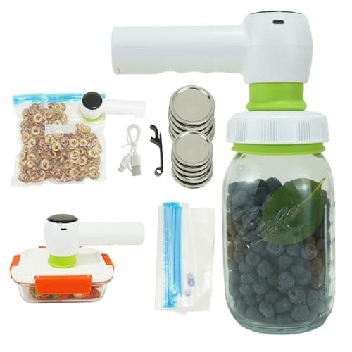 MINLUBAOLUO Portable Handheld Electric Mason Jar Vacuum Sealer Machine for Food,Multi-Functional 3 in 1 Vacuum Sealer Kit Compatible for Vacuum Zipper Bags/Canning Jars,/Vacuum Seal Containers, While