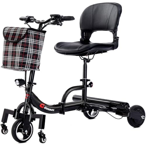 3 Wheel Mobility Scooters for Adults, Upgrade Anti-Tip Footrests 250W 36V 5.2AH 13 Mile Range Foldable Mobility Scooter for Seniors, Supports 300 lbs