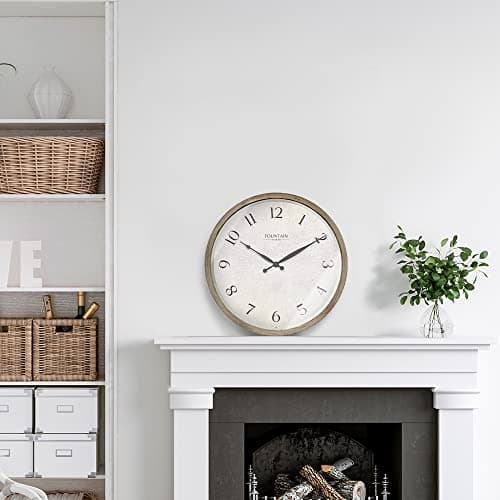 FOUNTAIN DESIGNS Modern Farmhouse Clock, No Ticking Silent Clock, Modern and Vintage (Light Gray Oak, 12 inch) 5