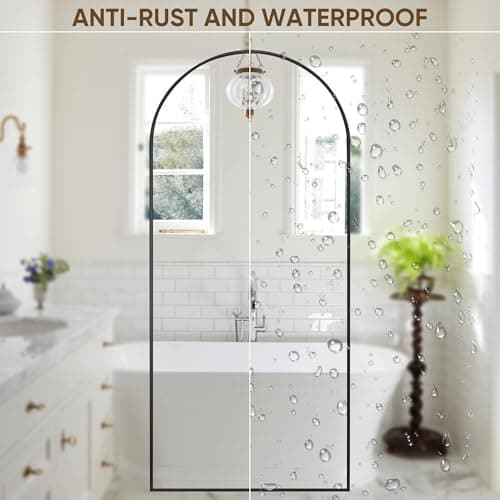 Suidia 71"x28" Arched Full Length Mirror with Stand, Full Body Mirror with Aluminum Frame, Freestanding/Leaning/Wall-Mounted, Floor Mirrors for Bedroom, Living Room, Entryway, Dressing Room, Black 9