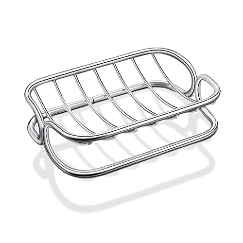 Patelai Soap Dish Stainless Steel Bathroom Bar Soap Holder for Shower Rust Proof Metal Self Draining Sponge Shelf Tray for Kitchen Sink