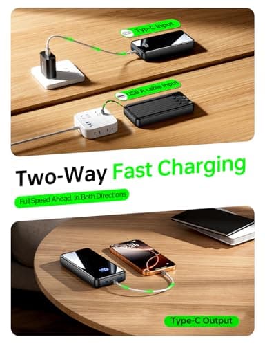 Portable Charger,50000mAh Power Bank Built-in Cable, 22.5W PD USB C In & Out Fast Charging, External Battery Pack with 6 Output & 2 Input, Travel Camping Essential for iPhone 17/16/15/14/13/12,Android 7