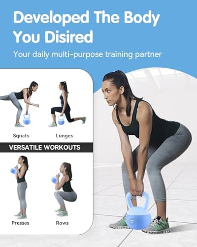 Soft Kettlebell - Cushioned Impact-Resistant Base and Anti-Slip, Kettle bell Anti-Slip Grip Weight for Home Workouts, Safe Strength Training Kettlebells Sets for Women & Men, With Non-slip Gloves (Blue, 20 LB) 7