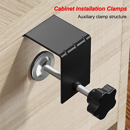 6 Pcs C Clamps, Drawer Front Installation Clamps, Cold-Rolled Steel Clamps for Woodworking, Can Be Used as Door Installation Tools and Cabinet Tools, Black (6) 7
