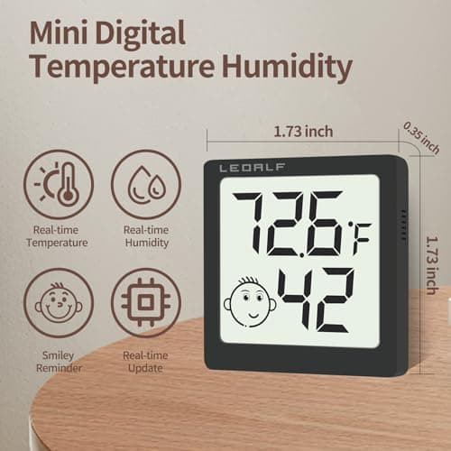Mini Humidity Meter Hygrometer 6 Pack Room Thermometer Indoor Digital Temperature and Humidity Monitor (Black) 2