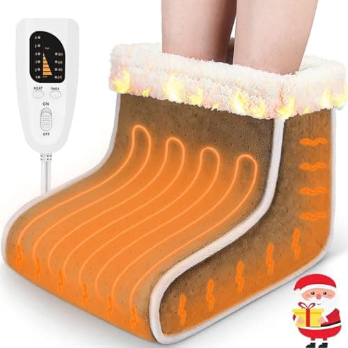 Electric Foot Warmer, Rapid Heating Pad for Feet, 6-Level Heating Feet Warmers Washable, Heated Slippers Christmas Gift for Women Men