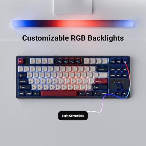 Keychron KJ4 Wireless Custom Mechanical Keyboard, 2.4 GHz Bluetooth QMK 80% Layout RGB, Hot-swappable Brown Switch Compatible with Mac Windows Linux, PBT Durable Keycaps for Gaming - Dark Blue 7