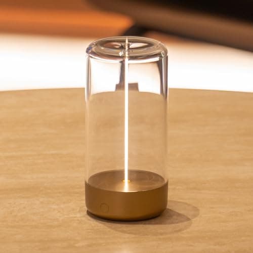 AUGE LIGHT Mini Minimalist Table Lamp Cordless Lamp Rechargeable Table Lamp Portable Nightstand Lamps Desk Lamps for Home Office Unique Ambient Light Mood Lighting for Desk Decor Beside(Golden)