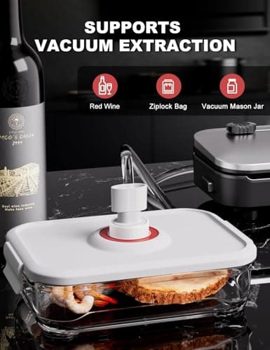 Vacuum Sealer Machine,75KPa Suction Power Food Vacuum Saver with Starter Kits with 10 Bags, Automatic Vacuum Sealer for Food Storage, Outside Cutter,Moist&Dry Mode 6