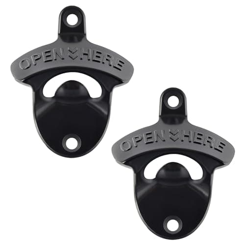 HAIICEN Black Beer Bottle Cap Opener Wall Mounted, Stainless Cooler Mounted Soda Top Opener Gifts for Bar Man Cave (2 PCS)