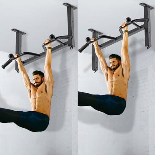 Kipika 32" Ceiling Mounted Pull Up Bar - Heavy Duty, Highly Adjustable, Multifunctional Chin Up Bar - Home Gym System with Punching Bag Hanger and Resistance Bands Training (Ceiling Mounted Pull Up Bar with Ball) 7