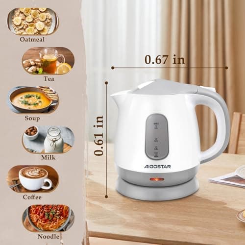 Aigostar Small Electric Kettle, 1L Portable Electric Tea Kettle 1100W with Automatic Shut-Off and Boil Dry Protection, Travel Hot Water Boiler Cordless for Making Coffee and Tea, BPA-Free, Grey 5
