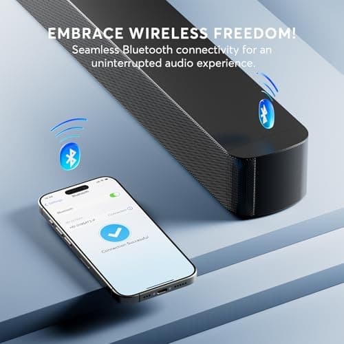 GEOYEAO Soundbar, 2.1 Speaker with Dolby Atmos, 190W Six Speakers 37 inch Sound Bars for TV, Bluetooth & HDMI-ARC Surround Sound System with HDMI-ARC/Optical/AUX/Bluetooth Connection 5