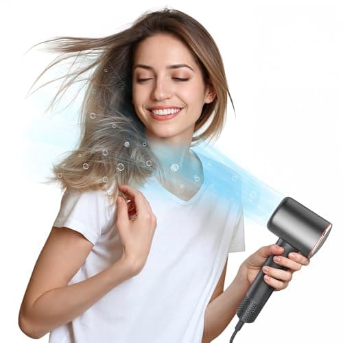 Professional Hair Dryer, 200 Million Negative Ionic Blow Dryer with 110000 RPM Brushless Motor, 1500W High-Speed HairDryer with Magnetic Nozzle & Diffuser for Salon, Home, Travel (Wisdom Gray)