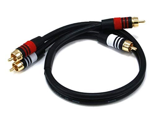 Monoprice Premium Two-Channel Audio Cable - 2 RCA Plug to 2 RCA Plug, Male to Male, 22AWG, 6 Feet, Black 6